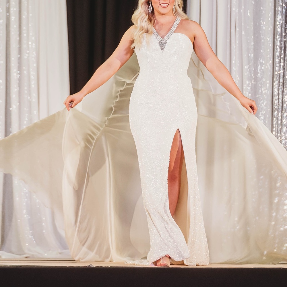 Elegant White Gown with Silver Accents